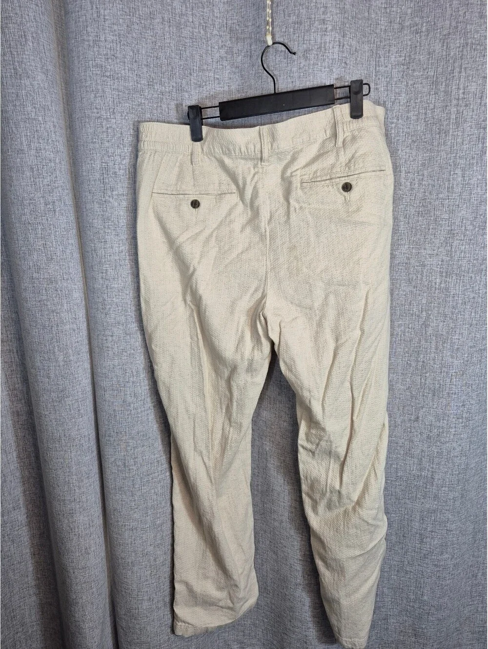 Goodfellow & Co Men’s Linen Blend Pants Large Ivory Textured Straight Leg